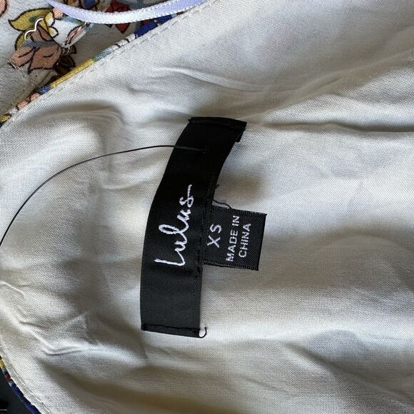 Lulus Sleeveless Wrap Mini Dress Multi Print Yellow/Peach Size XS NWT - Picture 8 of 12